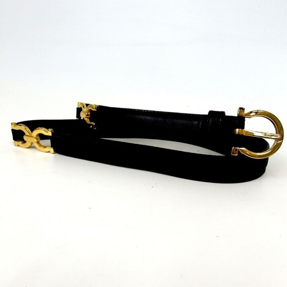 Salvatore Ferragamo Gancini Black Leather Belt gol main image 4